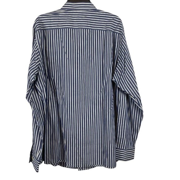 Banana Republic Mens Blue & White Striped Fitted Shirt XL 17-17.5 100% Cotton - Picture 2 of 6